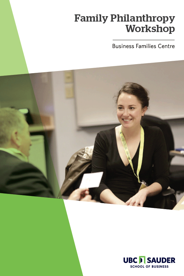 Family Philanthropy Workshop brochure cover